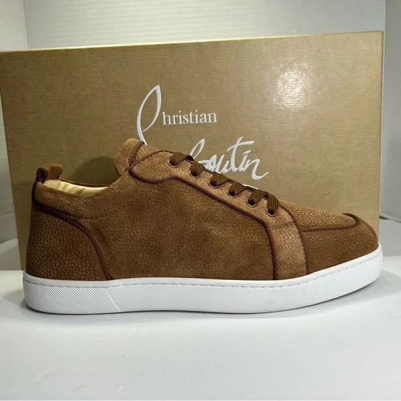 CHRISTIAN LOUBOUTIN RANTULOW ORLATO SNEAKERS BROWN GRAINED SUEDE SZ 44/11 NEW